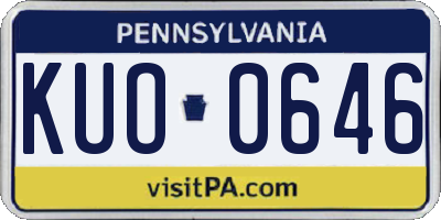PA license plate KUO0646