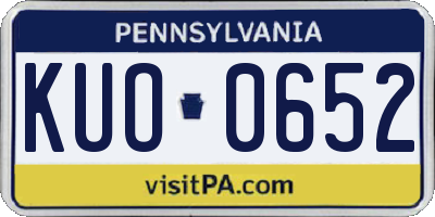 PA license plate KUO0652