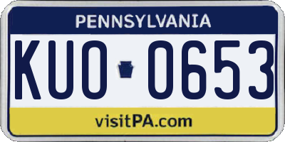 PA license plate KUO0653