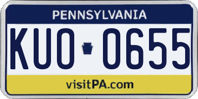 PA license plate KUO0655