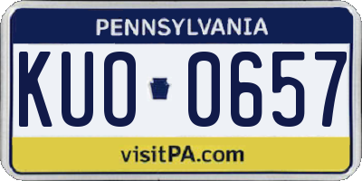 PA license plate KUO0657