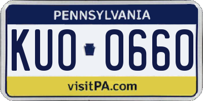 PA license plate KUO0660