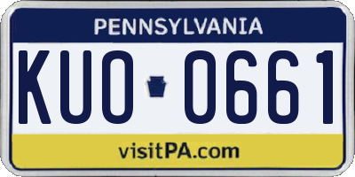 PA license plate KUO0661