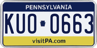 PA license plate KUO0663