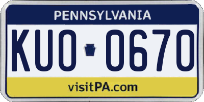 PA license plate KUO0670