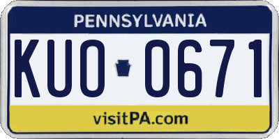 PA license plate KUO0671