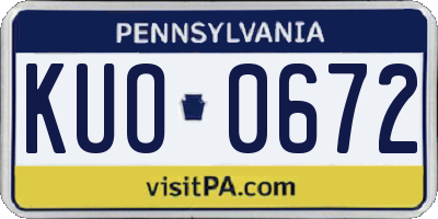 PA license plate KUO0672