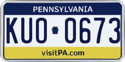 PA license plate KUO0673