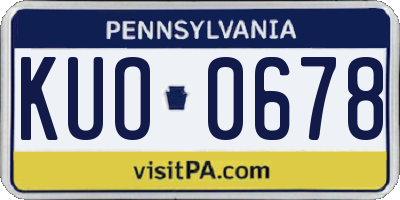 PA license plate KUO0678