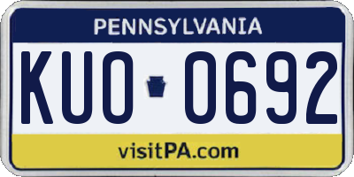 PA license plate KUO0692