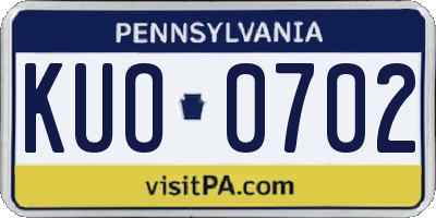 PA license plate KUO0702