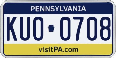 PA license plate KUO0708
