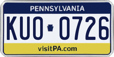 PA license plate KUO0726