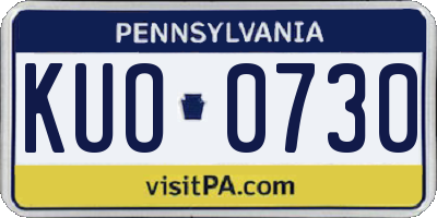 PA license plate KUO0730