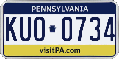 PA license plate KUO0734
