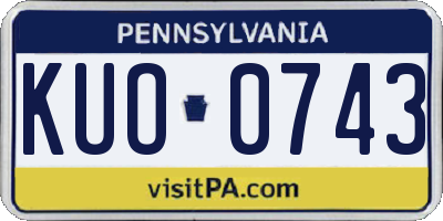 PA license plate KUO0743