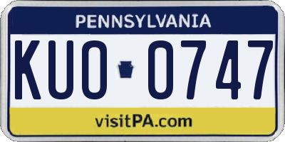 PA license plate KUO0747