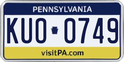 PA license plate KUO0749