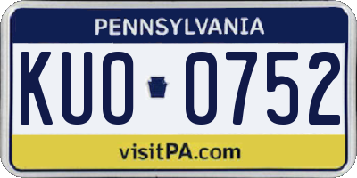 PA license plate KUO0752