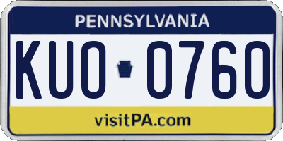 PA license plate KUO0760