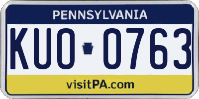 PA license plate KUO0763
