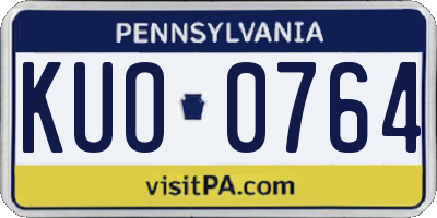 PA license plate KUO0764