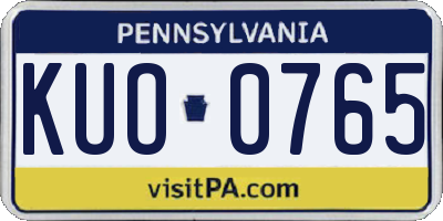 PA license plate KUO0765