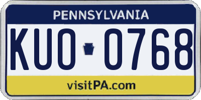 PA license plate KUO0768