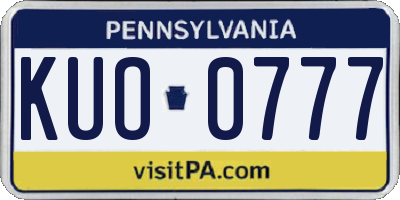 PA license plate KUO0777