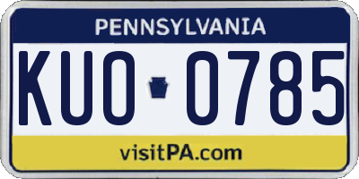 PA license plate KUO0785