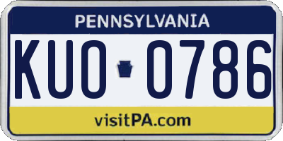 PA license plate KUO0786