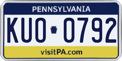 PA license plate KUO0792