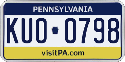 PA license plate KUO0798