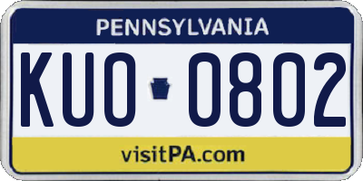 PA license plate KUO0802