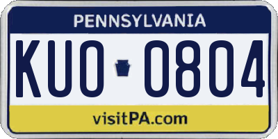 PA license plate KUO0804