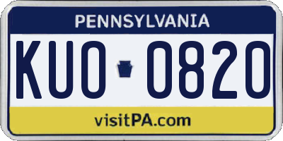 PA license plate KUO0820
