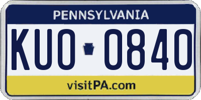 PA license plate KUO0840