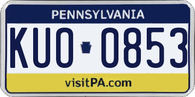 PA license plate KUO0853