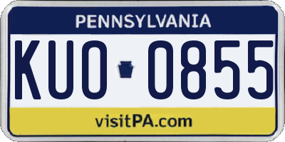 PA license plate KUO0855