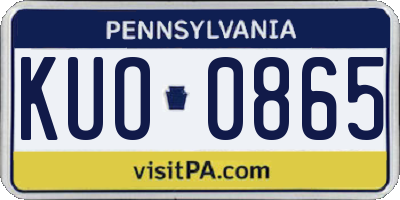 PA license plate KUO0865