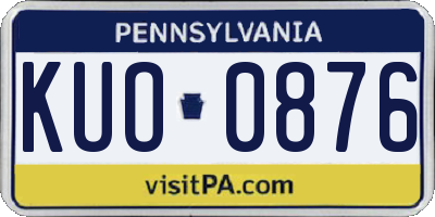 PA license plate KUO0876