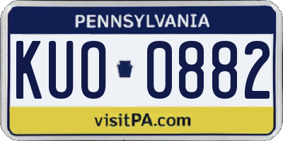 PA license plate KUO0882