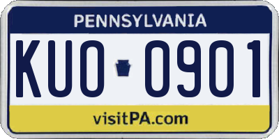PA license plate KUO0901