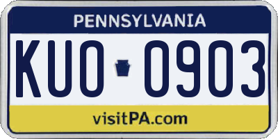 PA license plate KUO0903