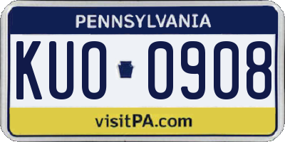 PA license plate KUO0908
