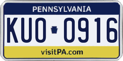 PA license plate KUO0916