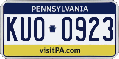 PA license plate KUO0923