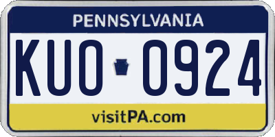 PA license plate KUO0924