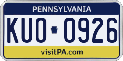 PA license plate KUO0926