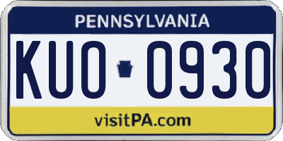 PA license plate KUO0930